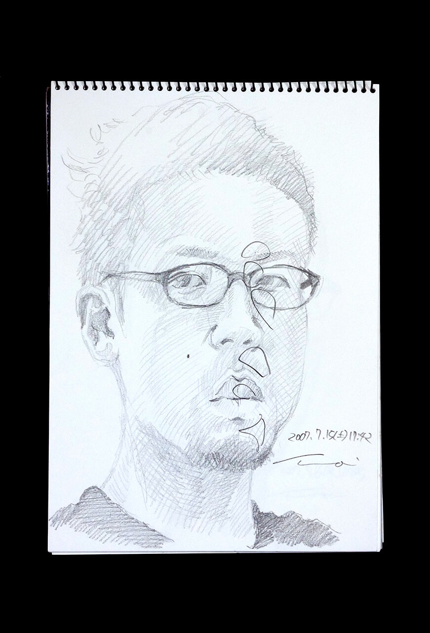 Contemporary artist SHINTAKU Tomoni's 2007/7/15 Self-portrait or pencil drawing