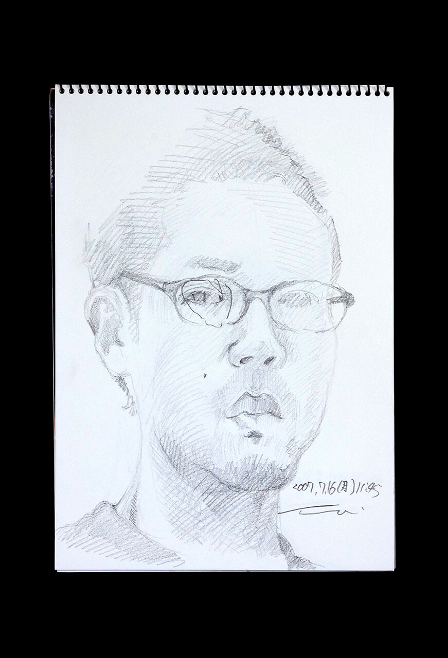 Contemporary artist SHINTAKU Tomoni's 2007/7/16 Self-portrait or pencil drawing