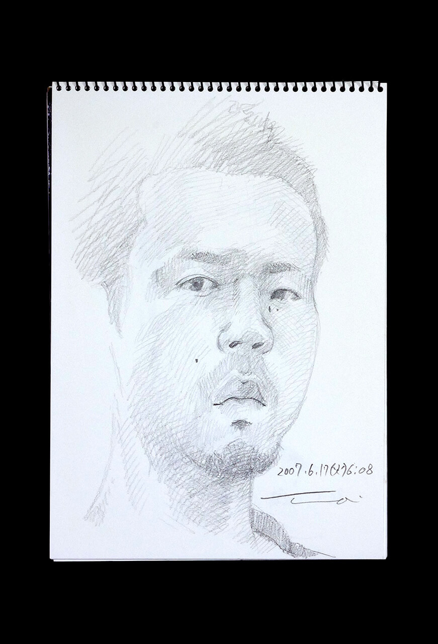 Contemporary artist SHINTAKU Tomoni's 2007/7/17 Self-portrait or pencil drawing