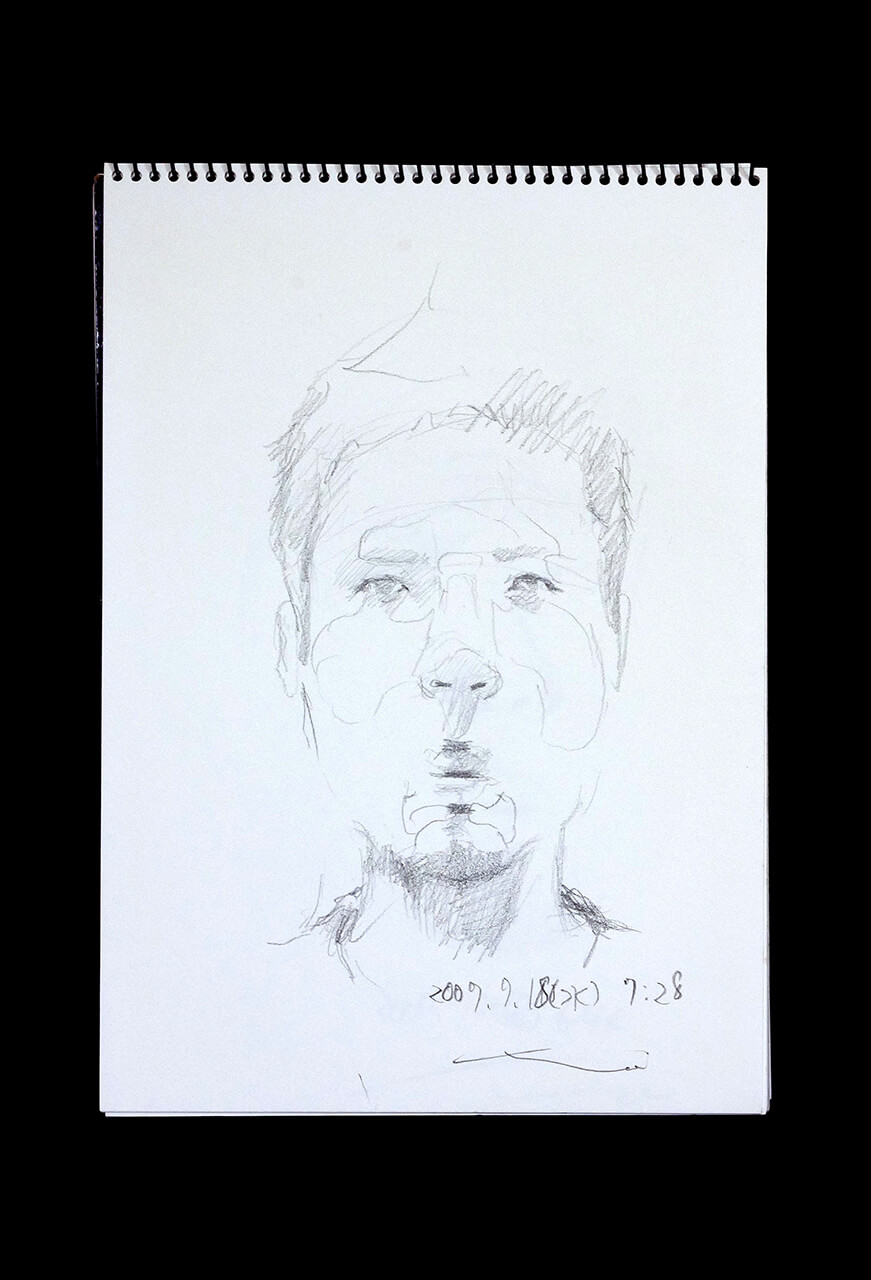 Contemporary artist SHINTAKU Tomoni's 2007/7/18 Self-portrait or pencil drawing