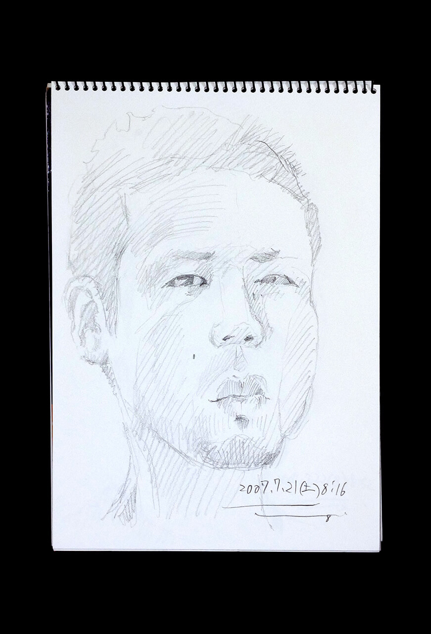Contemporary artist SHINTAKU Tomoni's 2007/7/21 Self-portrait or pencil drawing