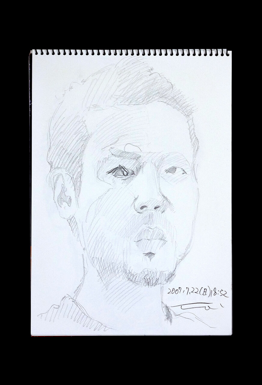 Contemporary artist SHINTAKU Tomoni's 2007/7/22 Self-portrait or pencil drawing
