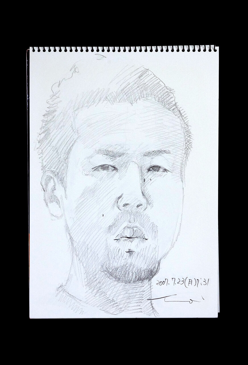 Contemporary artist SHINTAKU Tomoni's 2007/7/23 Self-portrait or pencil drawing