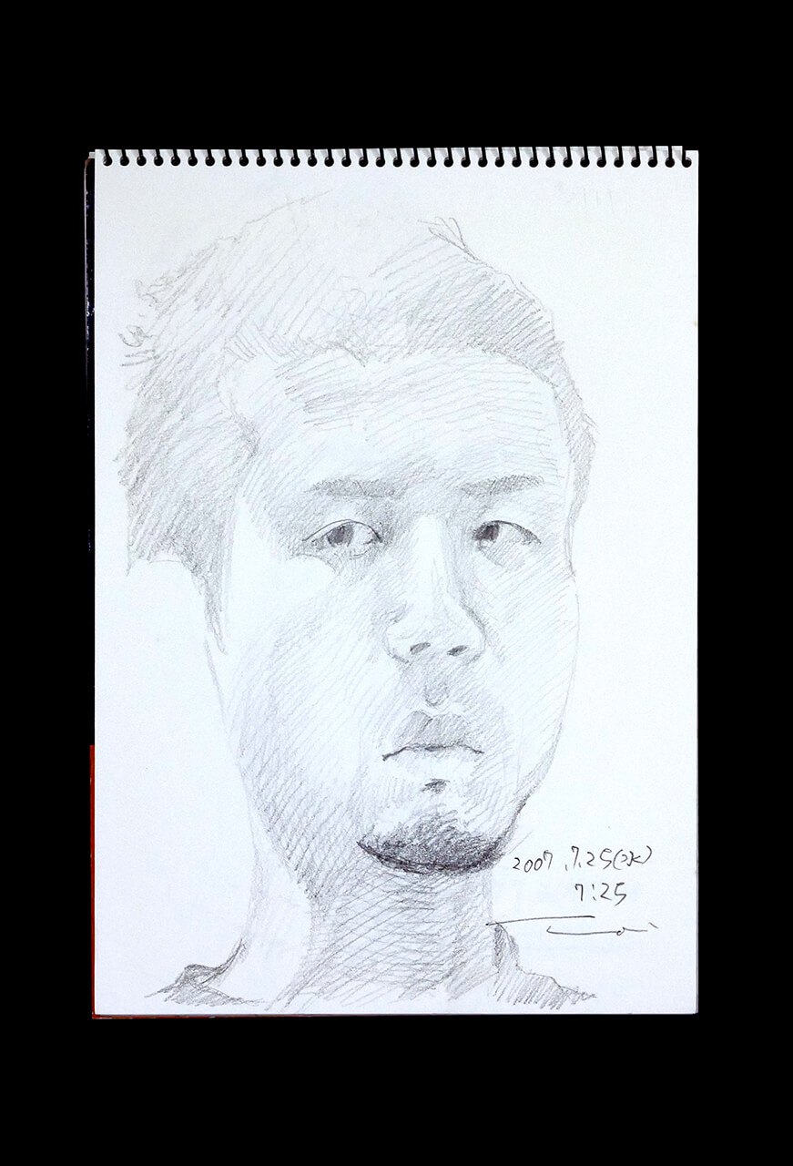 Contemporary artist SHINTAKU Tomoni's 2007/7/25 Self-portrait or pencil drawing