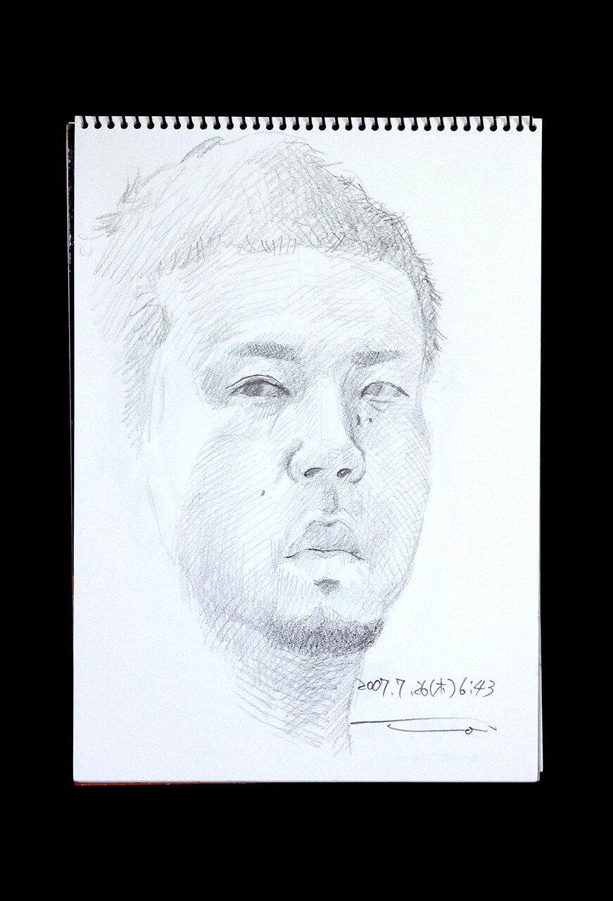 Contemporary artist SHINTAKU Tomoni's 2007/7/26 Self-portrait or pencil drawing