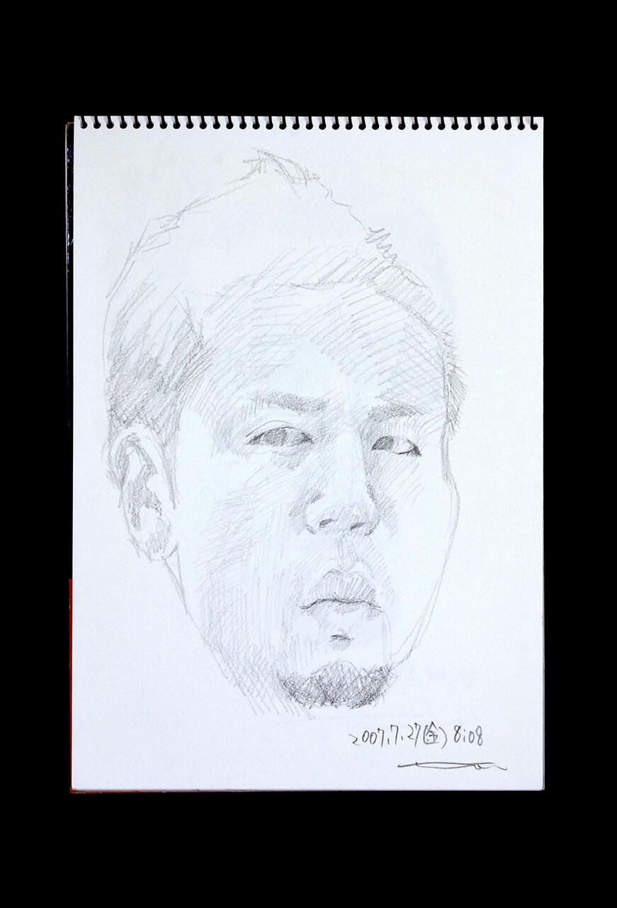 Contemporary artist SHINTAKU Tomoni's 2007/7/27 Self-portrait or pencil drawing