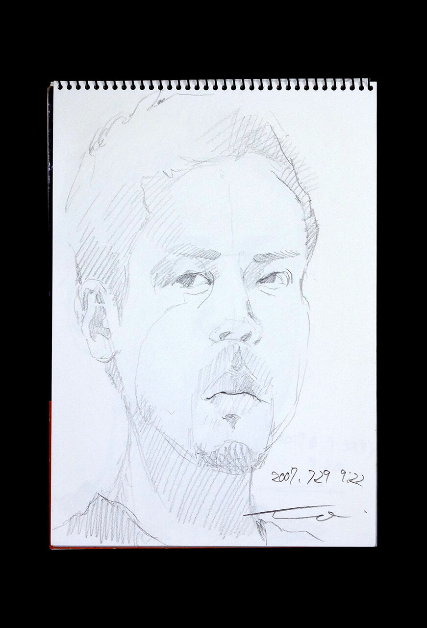 Contemporary artist SHINTAKU Tomoni's 2007/7/29 Self-portrait or pencil drawing