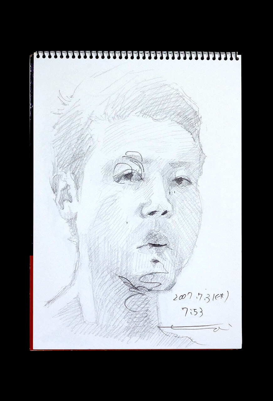 Contemporary artist SHINTAKU Tomoni's 2007/7/31 Self-portrait or pencil drawing