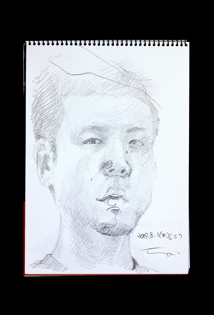 Contemporary artist SHINTAKU Tomoni's 2007/8/1 Self-portrait or pencil drawing