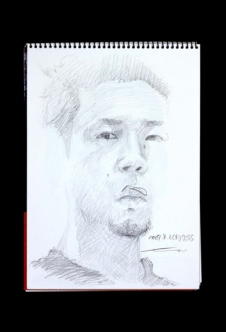 Contemporary artist SHINTAKU Tomoni's 2007/8/2 Self-portrait or pencil drawing