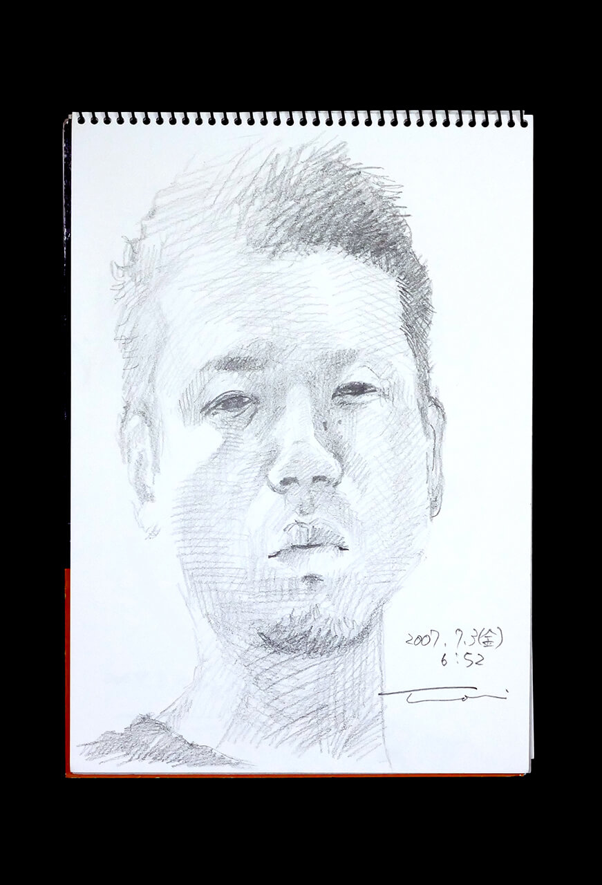 Contemporary artist SHINTAKU Tomoni's 2007/8/3 Self-portrait or pencil drawing