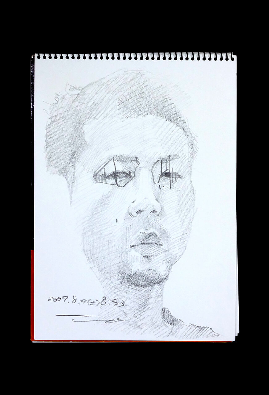 Contemporary artist SHINTAKU Tomoni's 2007/8/4 Self-portrait or pencil drawing