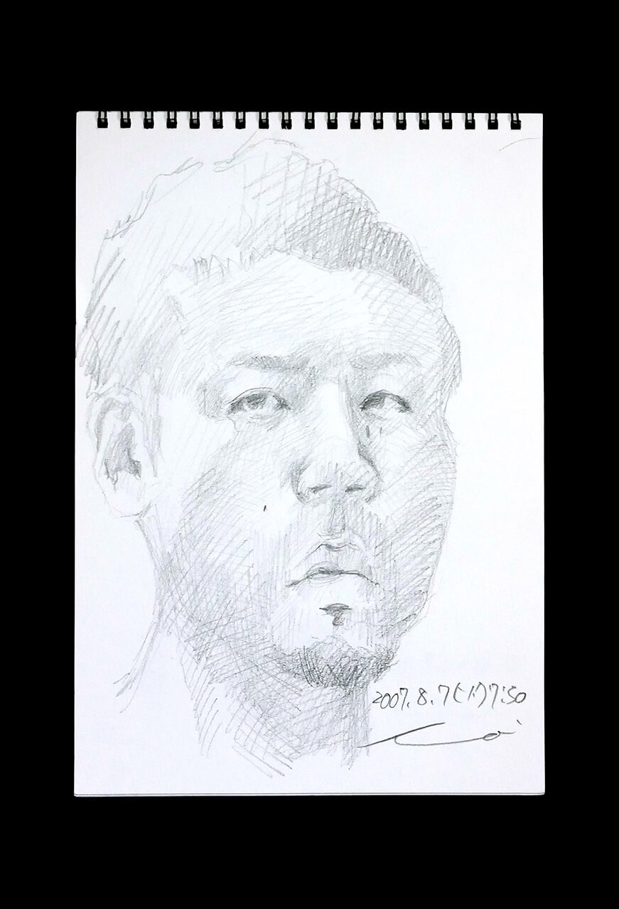Contemporary artist SHINTAKU Tomoni's 2007/8/7 Self-portrait or pencil drawing
