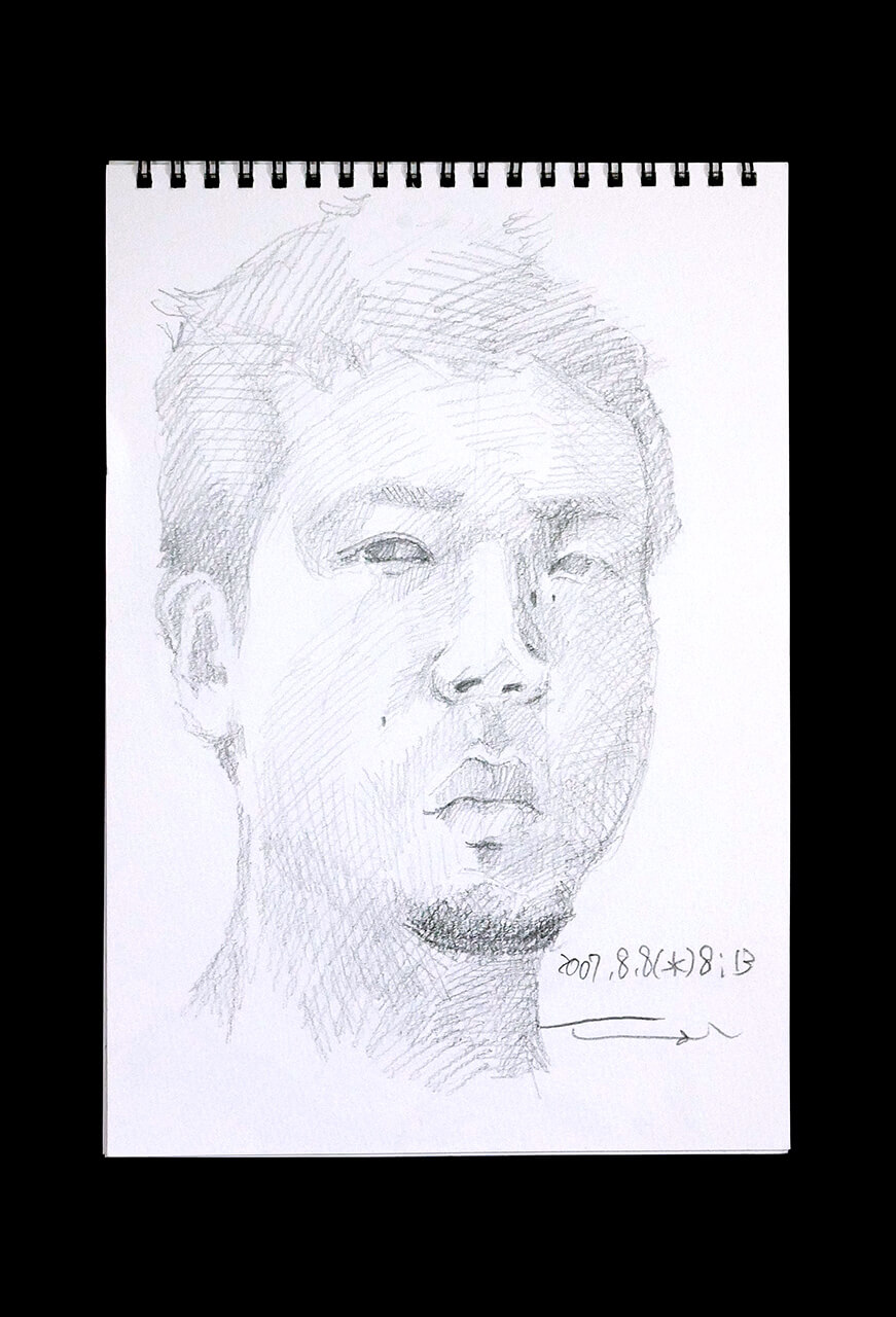 Contemporary artist SHINTAKU Tomoni's 2007/8/8 Self-portrait or pencil drawing