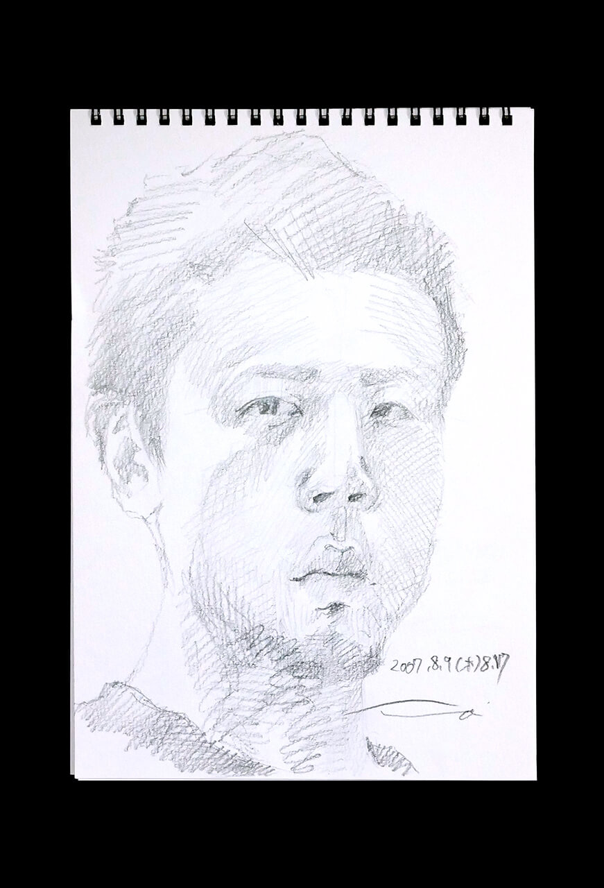 Contemporary artist SHINTAKU Tomoni's 2007/8/9 Self-portrait or pencil drawing