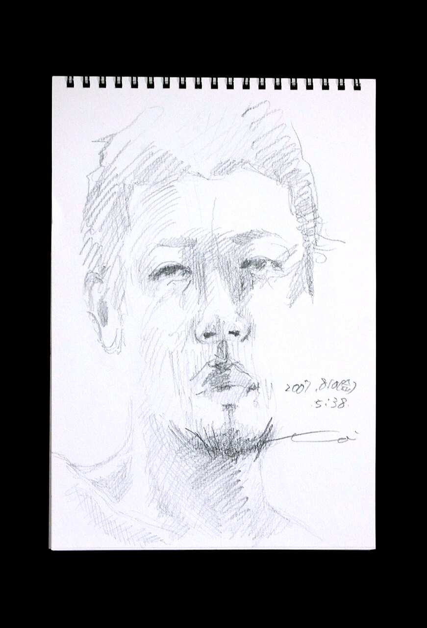 Contemporary artist SHINTAKU Tomoni's 2007/8/10 Self-portrait or pencil drawing