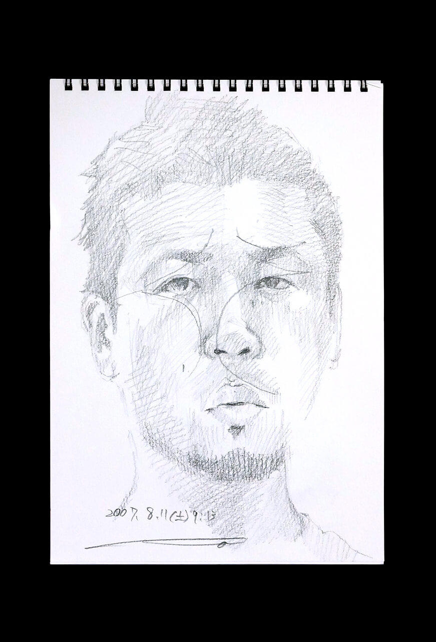 Contemporary artist SHINTAKU Tomoni's 2007/8/11 Self-portrait or pencil drawing