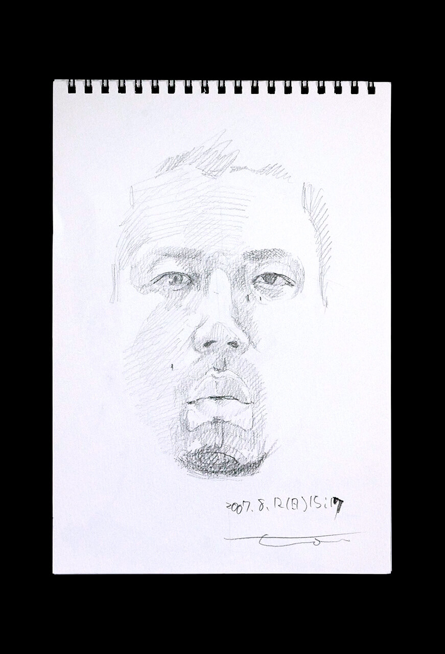 Contemporary artist SHINTAKU Tomoni's 2007/8/12 Self-portrait or pencil drawing