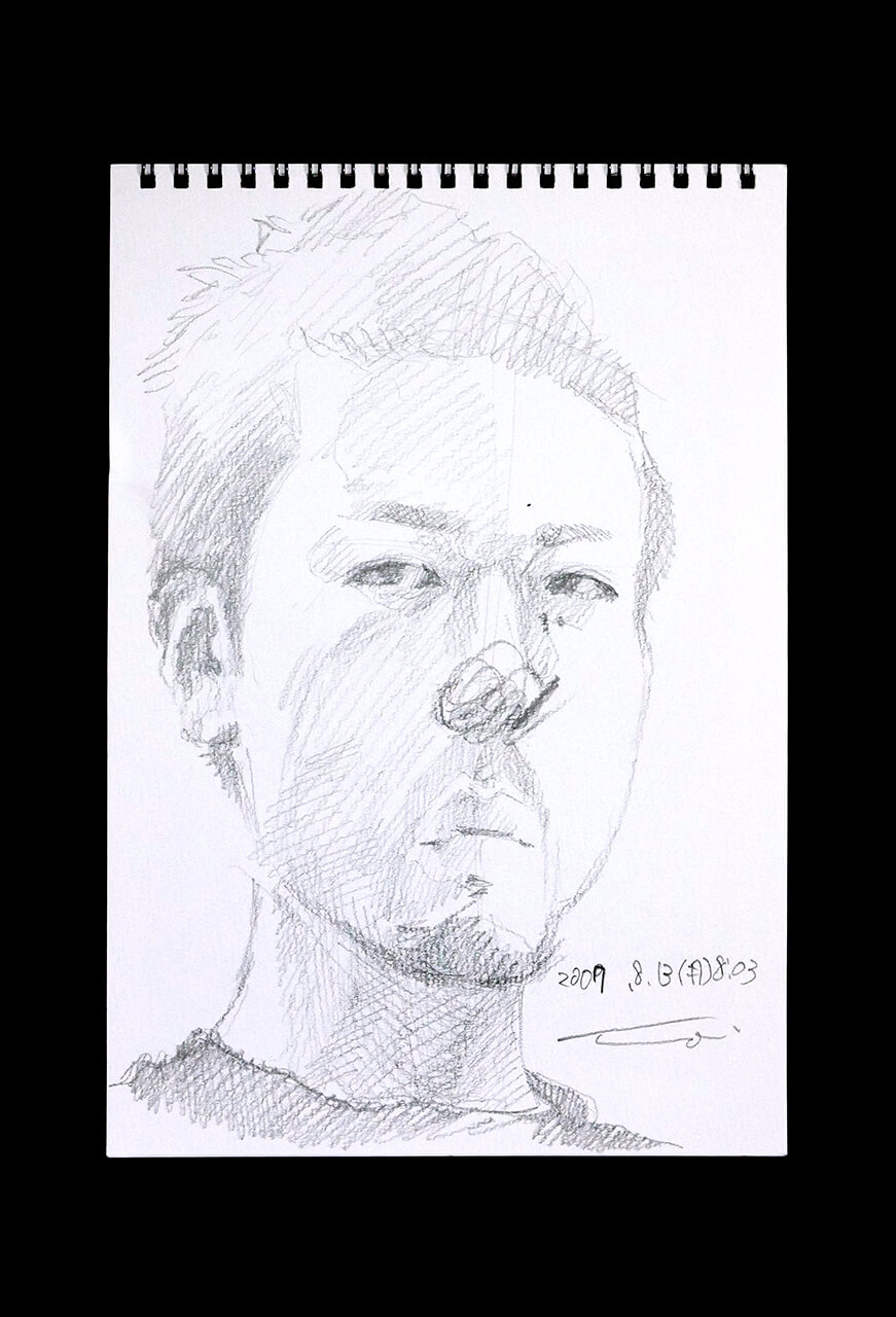 Contemporary artist SHINTAKU Tomoni's 2007/8/13 Self-portrait or pencil drawing