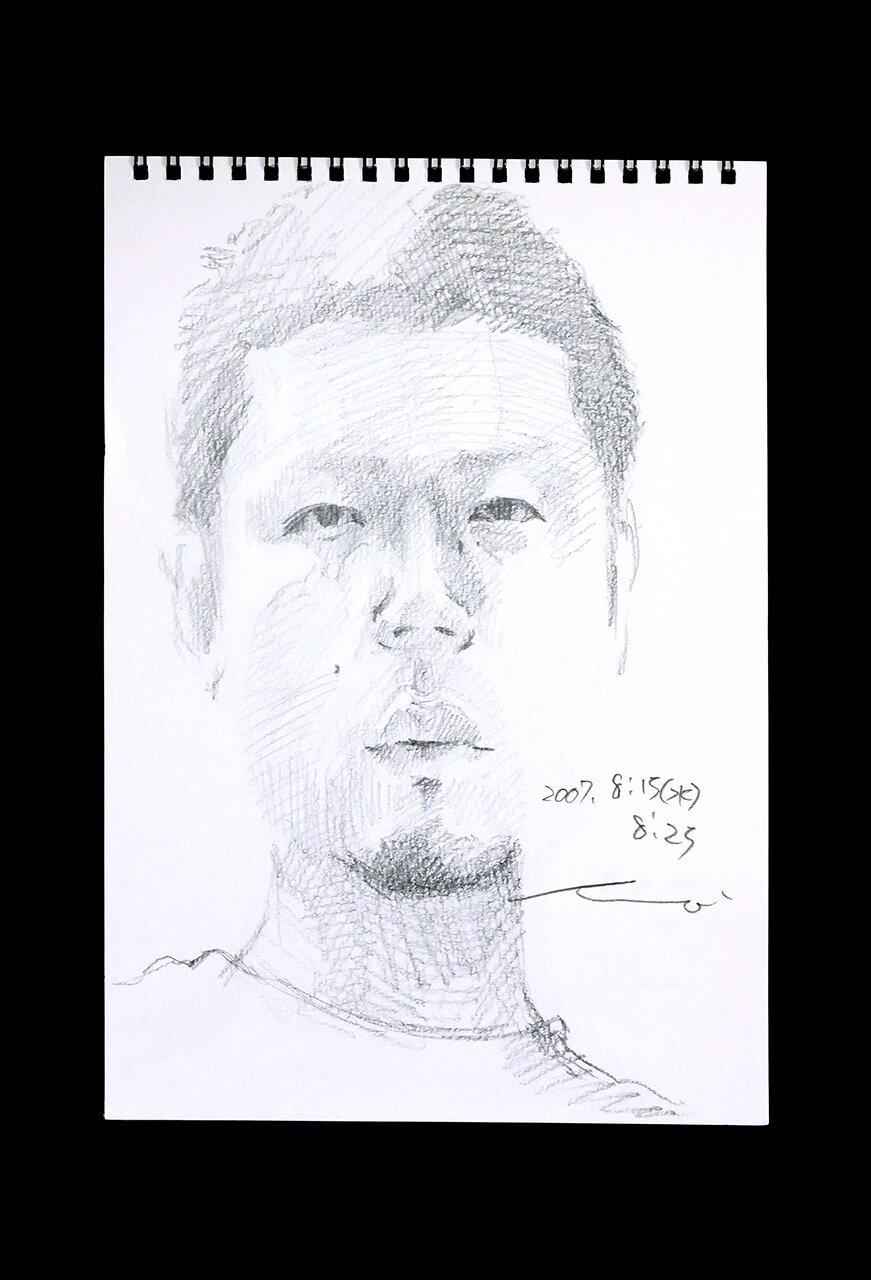 Contemporary artist SHINTAKU Tomoni's 2007/8/15 Self-portrait or pencil drawing