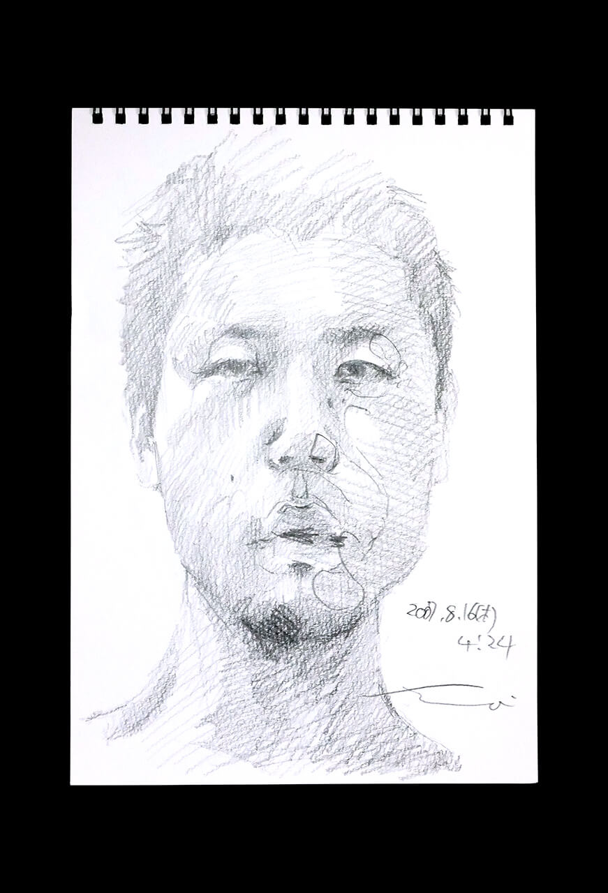 Contemporary artist SHINTAKU Tomoni's 2007/8/16 Self-portrait or pencil drawing