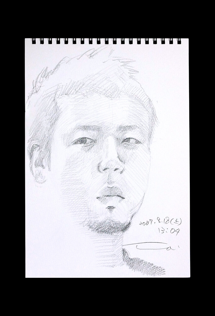 Contemporary artist SHINTAKU Tomoni's 2007/8/18 Self-portrait or pencil drawing