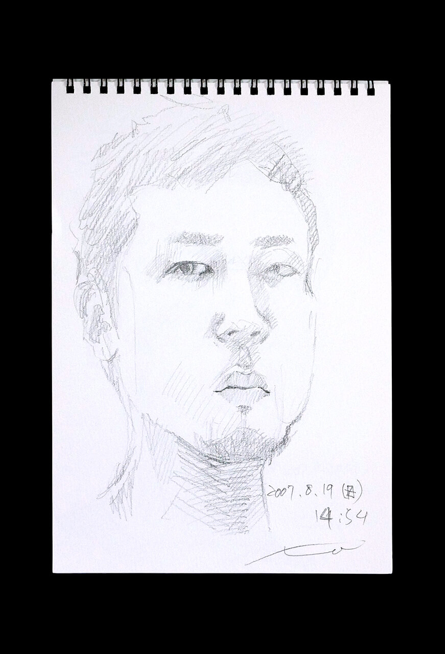 Contemporary artist SHINTAKU Tomoni's 2007/8/19 Self-portrait or pencil drawing