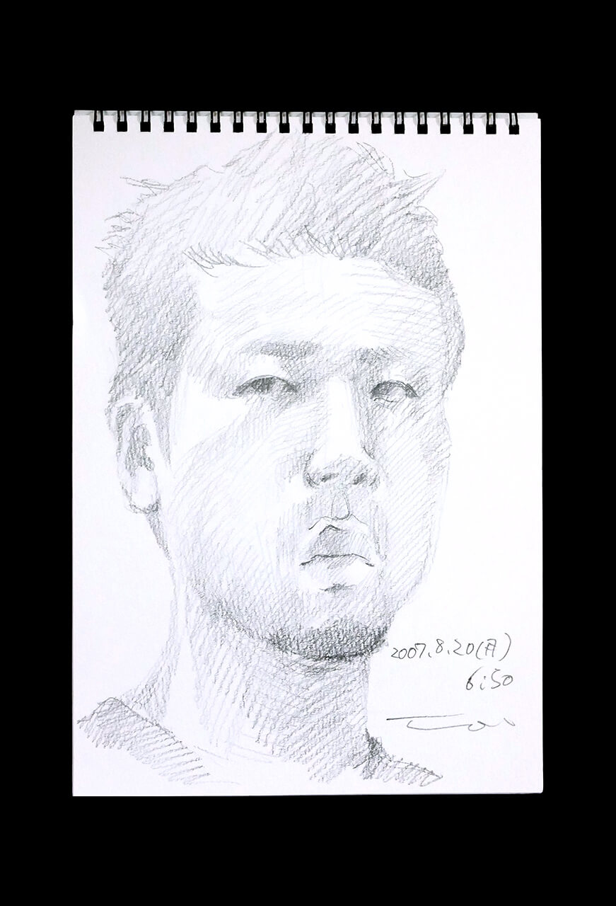 Contemporary artist SHINTAKU Tomoni's 2007/8/20 Self-portrait or pencil drawing