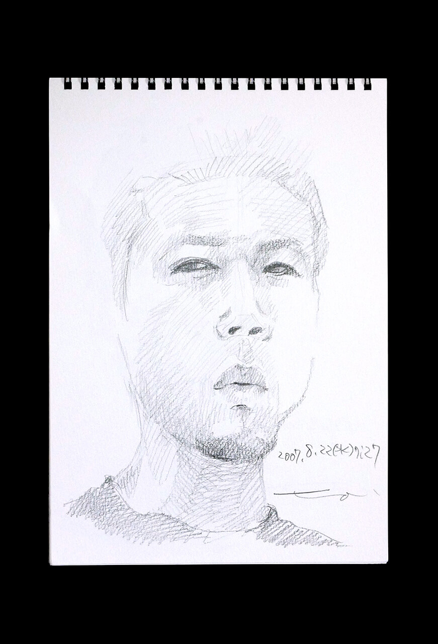 Contemporary artist SHINTAKU Tomoni's 2007/8/22 Self-portrait or pencil drawing
