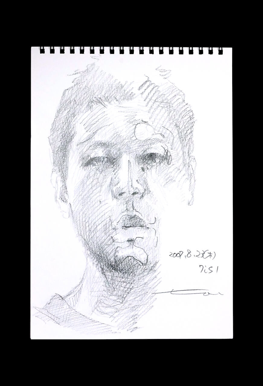 Contemporary artist SHINTAKU Tomoni's 2007/8/23 Self-portrait or pencil drawing