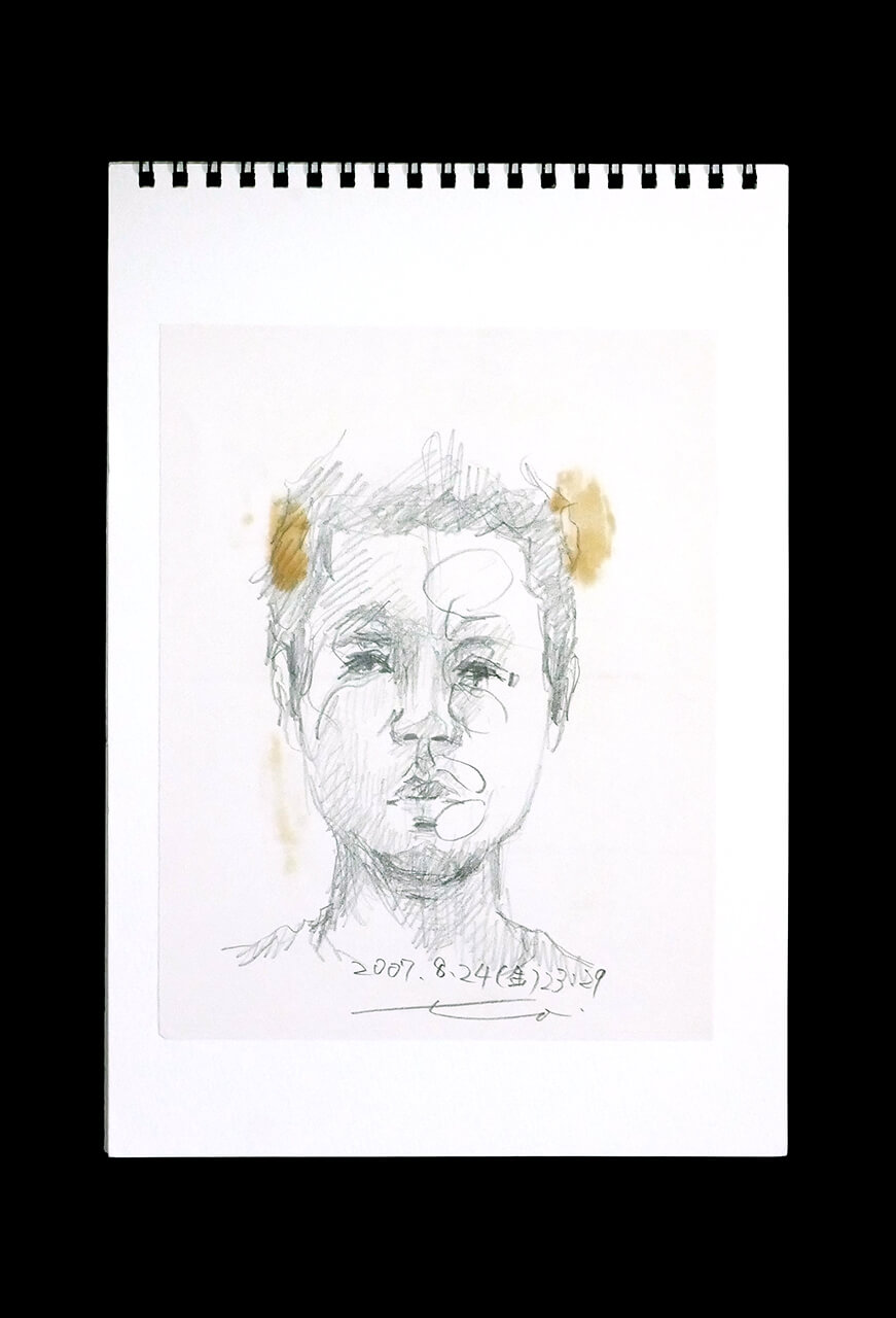 Contemporary artist SHINTAKU Tomoni's 2007/8/24 Self-portrait or pencil drawing