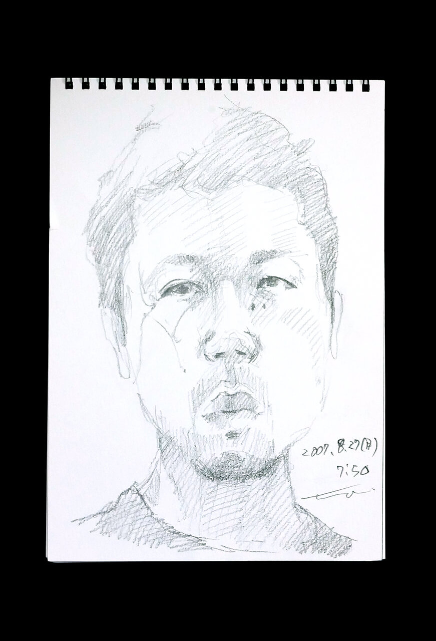 Contemporary artist SHINTAKU Tomoni's 2007/8/27 Self-portrait or pencil drawing