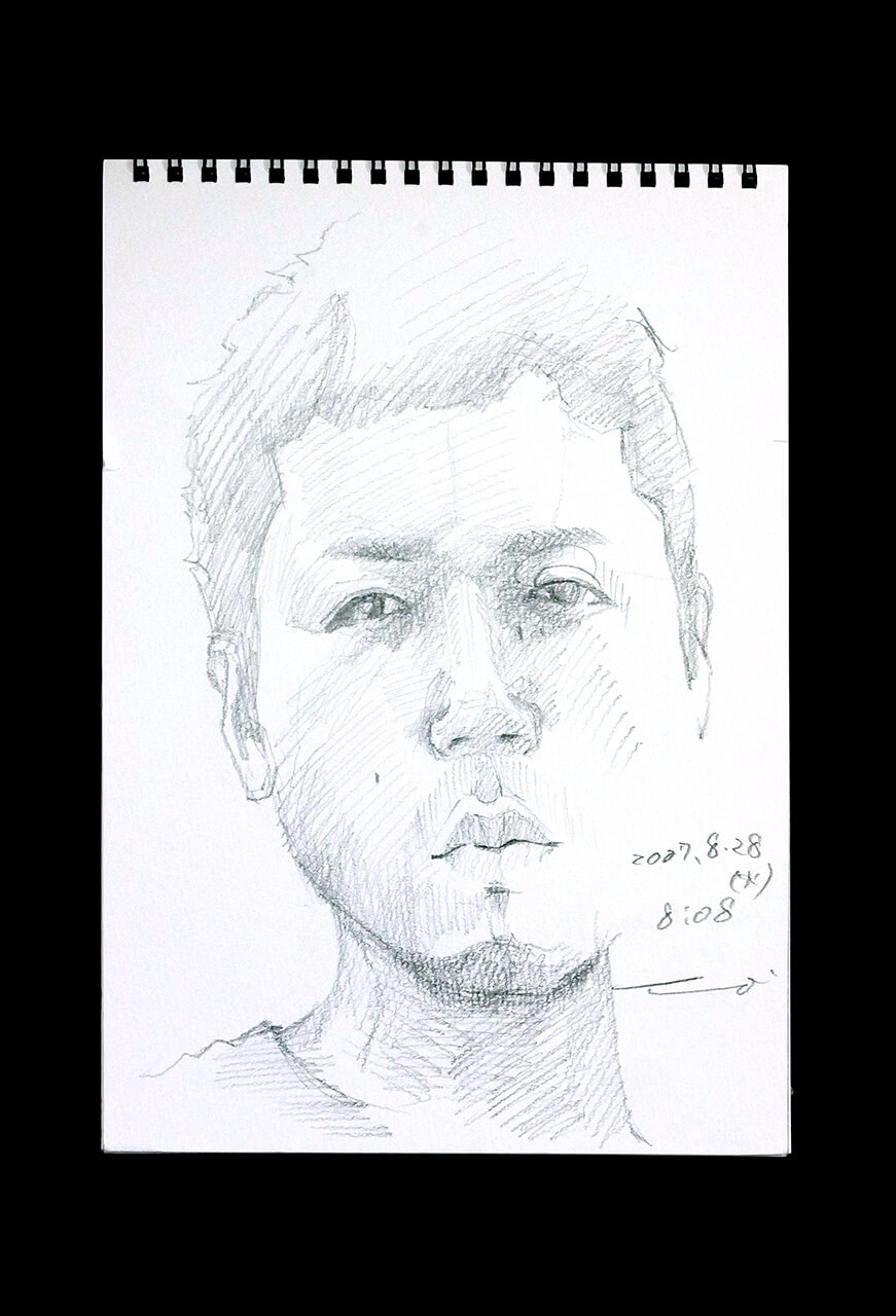 Contemporary artist SHINTAKU Tomoni's 2007/8/28 Self-portrait or pencil drawing