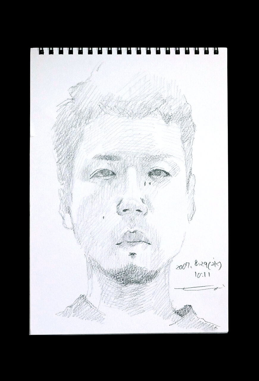 Contemporary artist SHINTAKU Tomoni's 2007/8/29 Self-portrait or pencil drawing