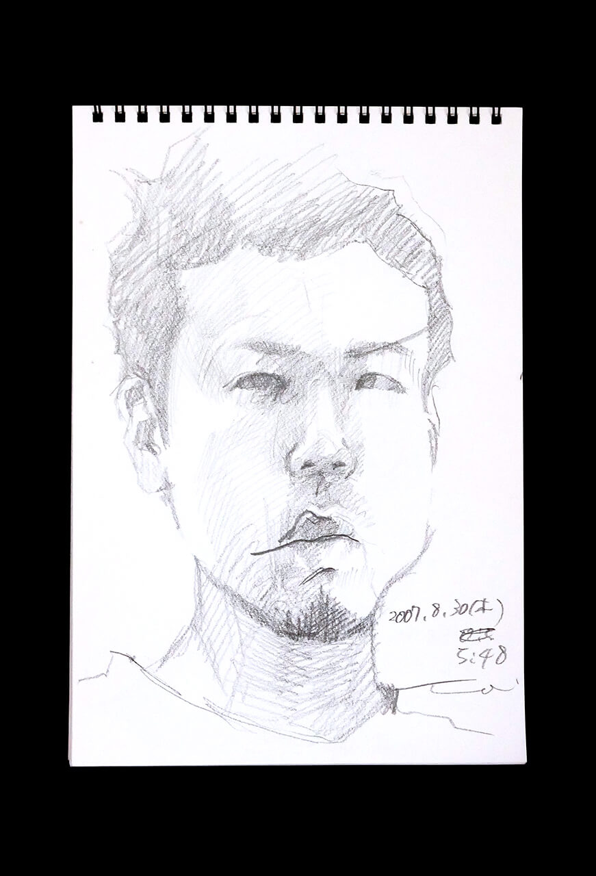 Contemporary artist SHINTAKU Tomoni's 2007/8/30 Self-portrait or pencil drawing