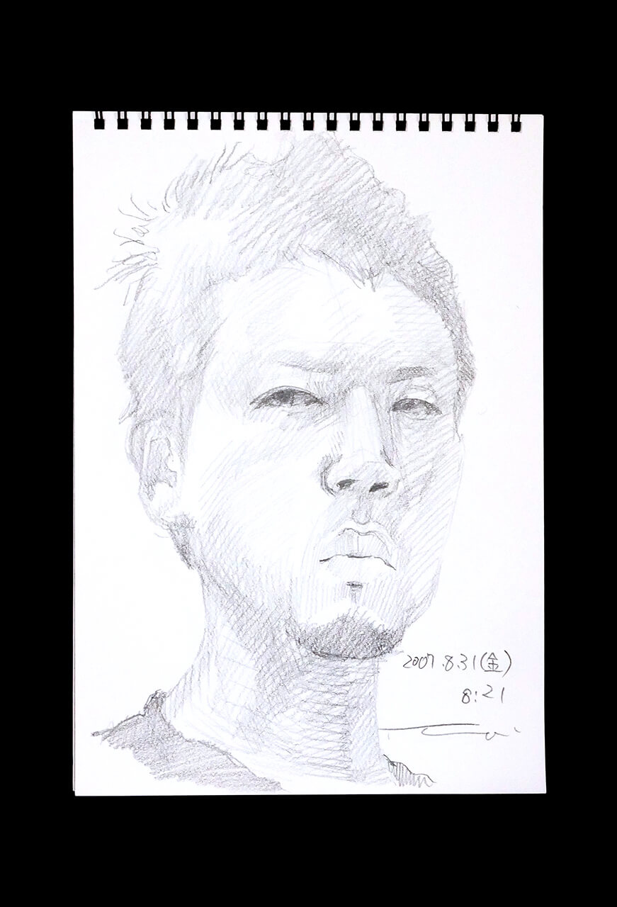 Contemporary artist SHINTAKU Tomoni's 2007/8/31 Self-portrait or pencil drawing