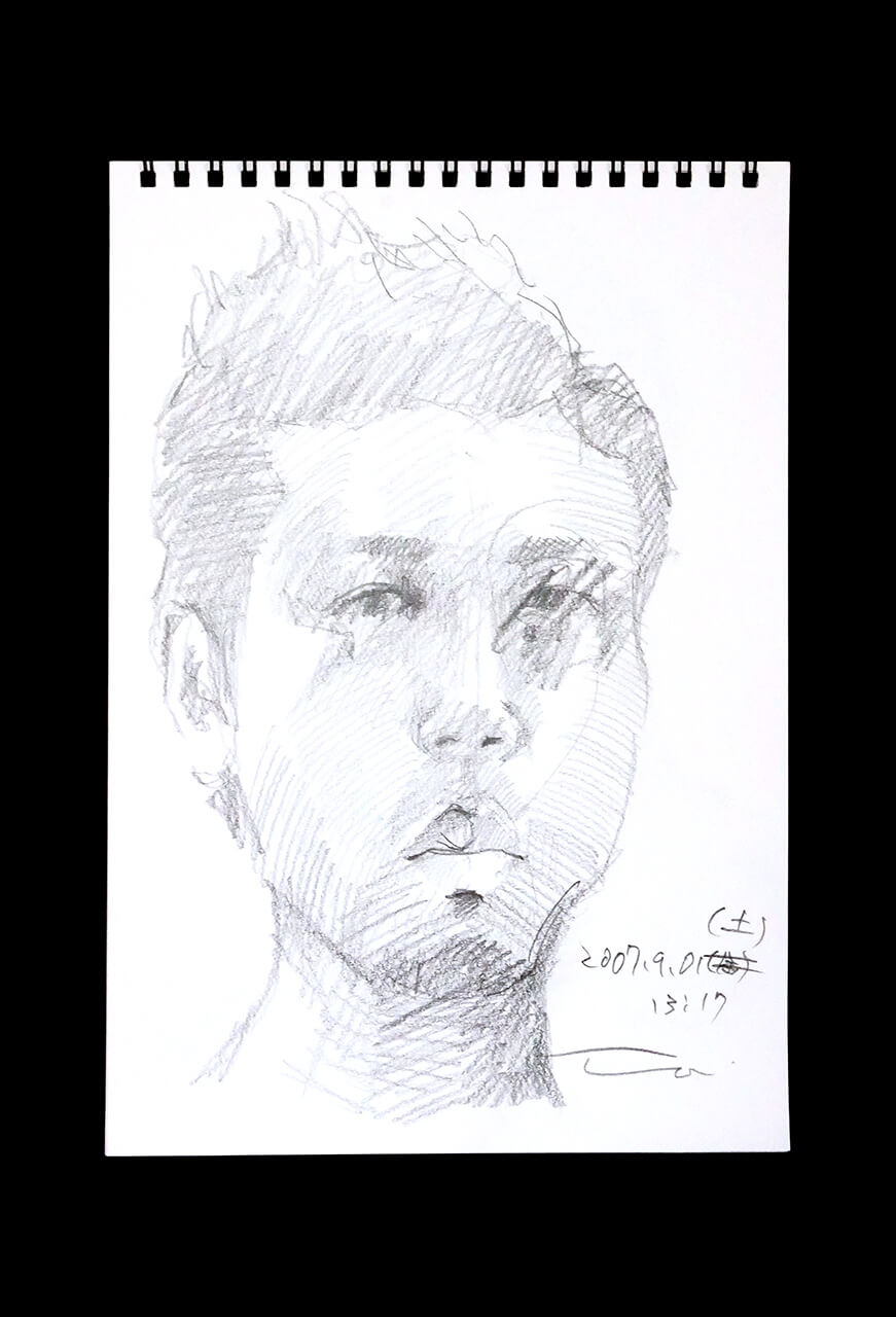 Contemporary artist SHINTAKU Tomoni's 2007/9/1 Self-portrait or pencil drawing
