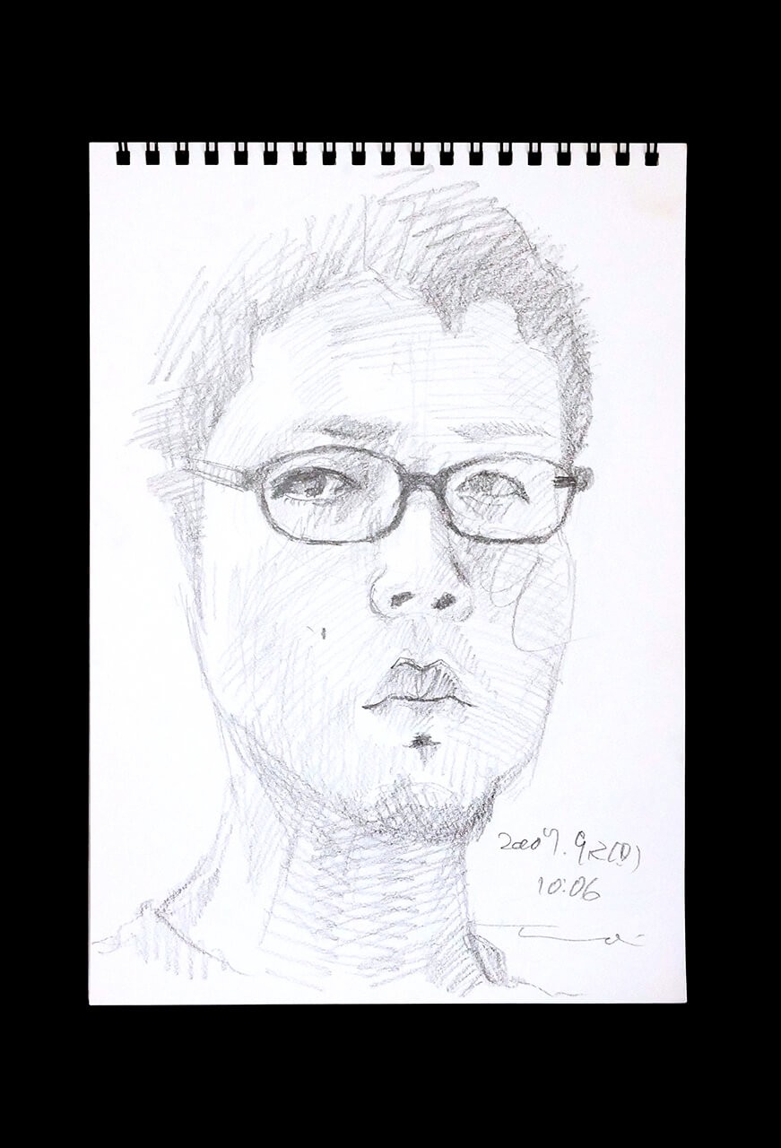 Contemporary artist SHINTAKU Tomoni's 2007/9/2 Self-portrait or pencil drawing