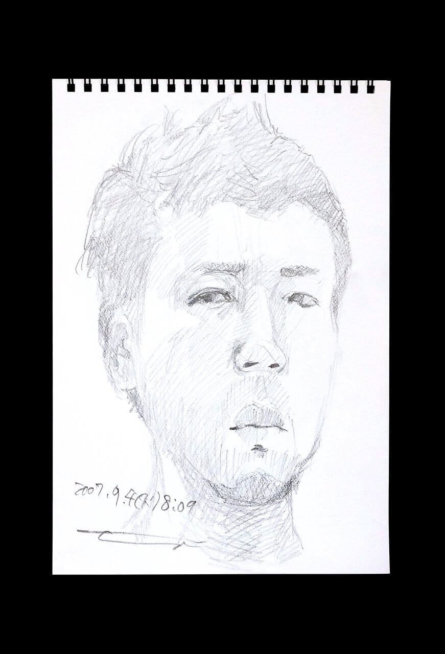 Contemporary artist SHINTAKU Tomoni's 2007/9/4 Self-portrait or pencil drawing