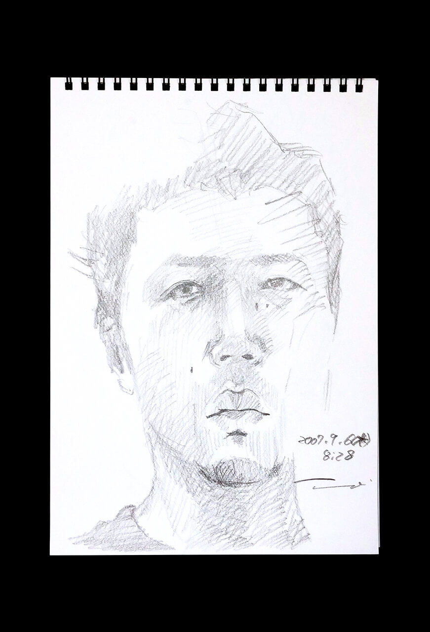 Contemporary artist SHINTAKU Tomoni's 2007/9/6 Self-portrait or pencil drawing