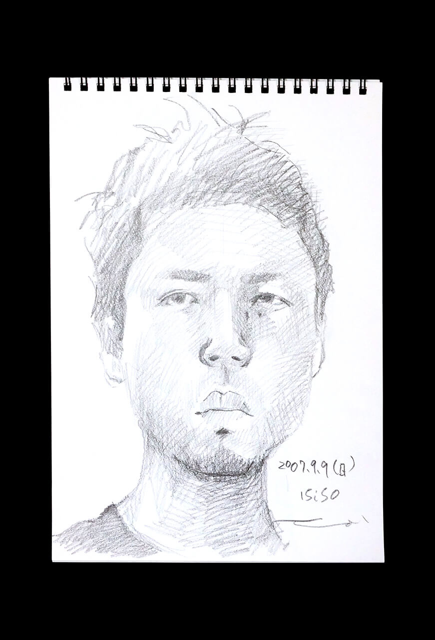 Contemporary artist SHINTAKU Tomoni's 2007/9/9 Self-portrait or pencil drawing