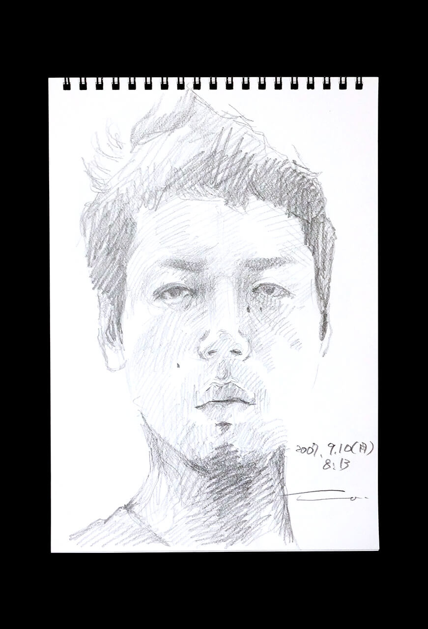 Contemporary artist SHINTAKU Tomoni's 2007/9/10 Self-portrait or pencil drawing