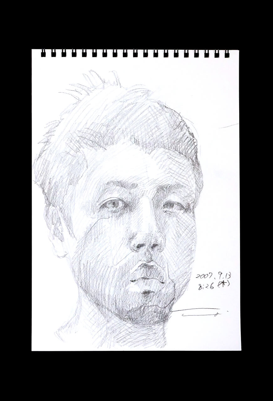 Contemporary artist SHINTAKU Tomoni's 2007/9/13 Self-portrait or pencil drawing