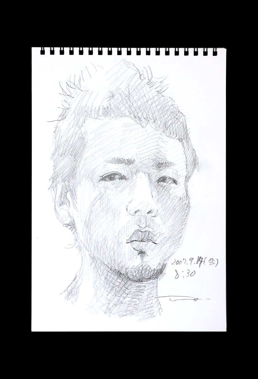 Contemporary artist SHINTAKU Tomoni's 2007/9/14 Self-portrait or pencil drawing