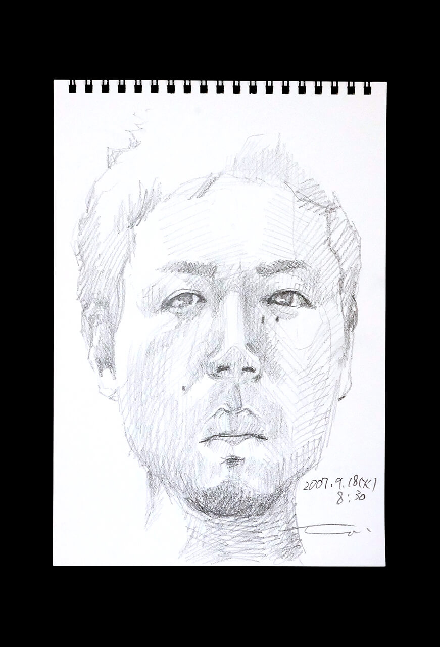 Contemporary artist SHINTAKU Tomoni's 2007/9/18 Self-portrait or pencil drawing