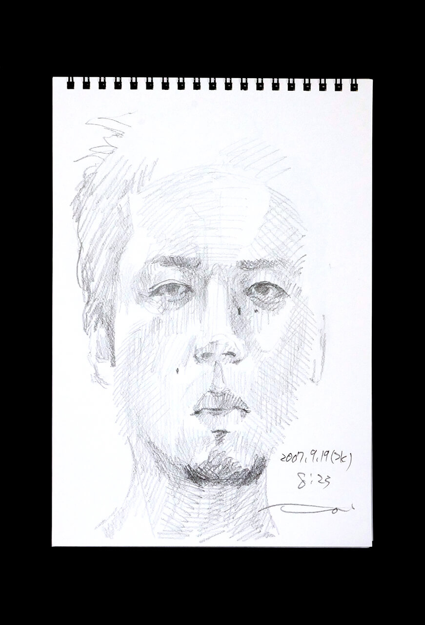 Contemporary artist SHINTAKU Tomoni's 2007/9/19 Self-portrait or pencil drawing
