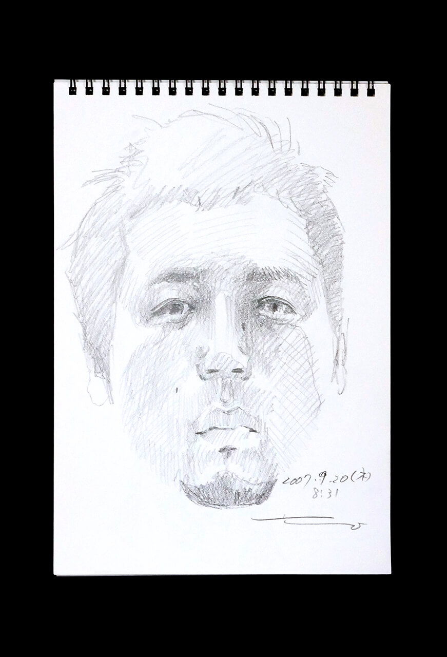 Contemporary artist SHINTAKU Tomoni's 2007/9/20 Self-portrait or pencil drawing