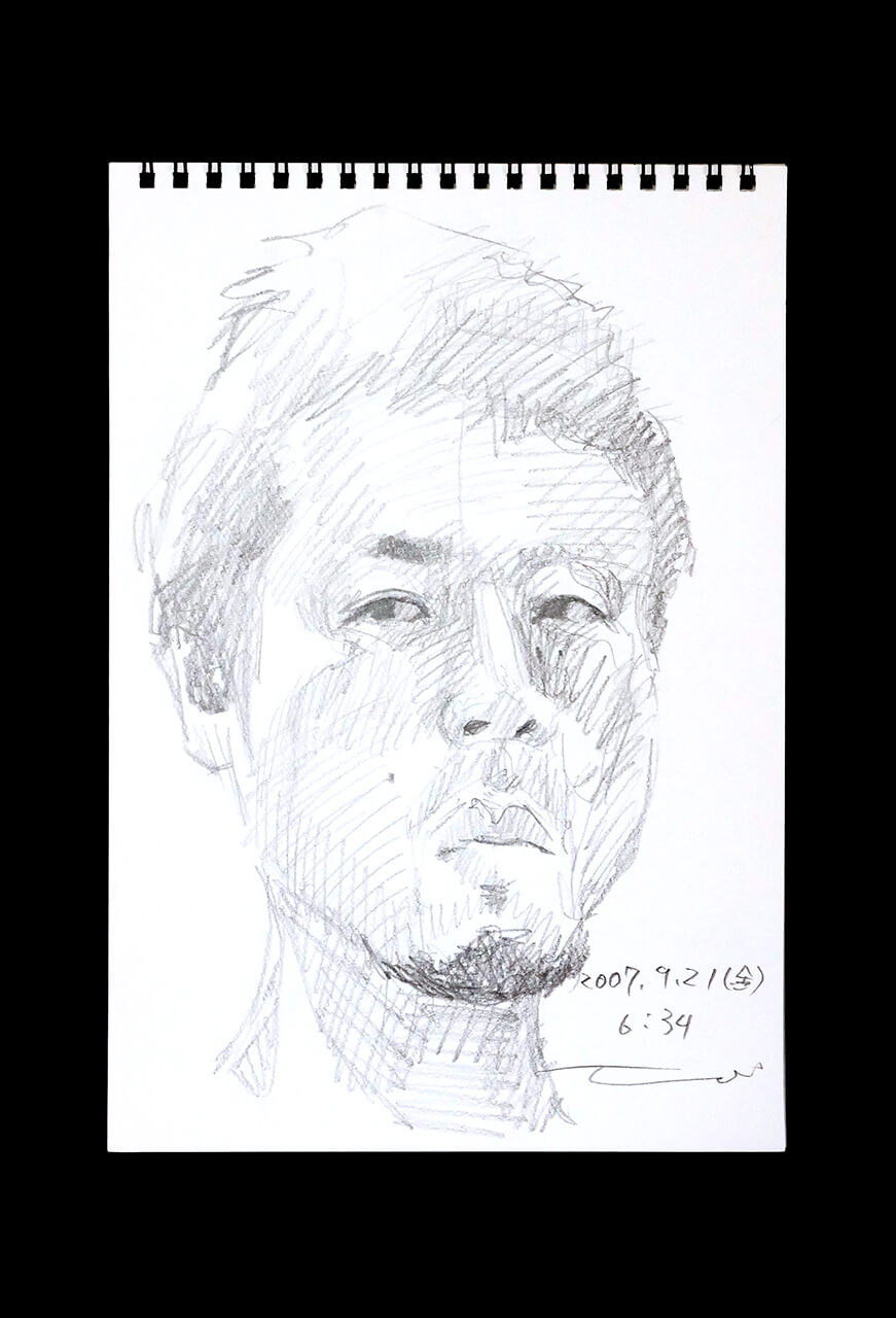 Contemporary artist SHINTAKU Tomoni's 2007/9/21 Self-portrait or pencil drawing