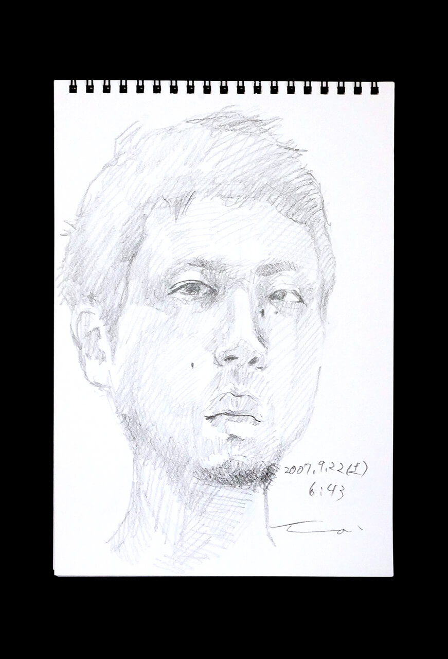 Contemporary artist SHINTAKU Tomoni's 2007/9/22 Self-portrait or pencil drawing