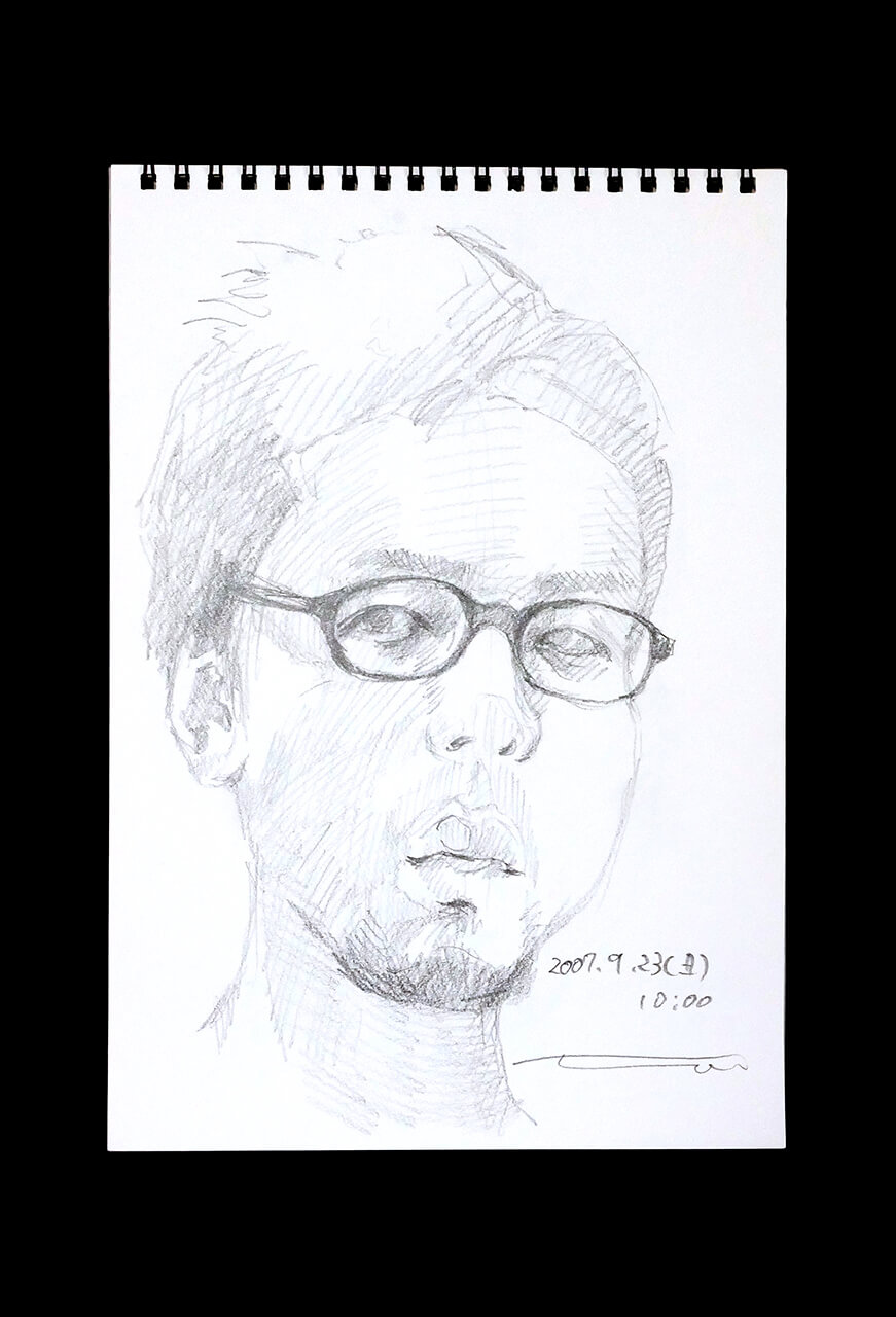 Contemporary artist SHINTAKU Tomoni's 2007/9/23 Self-portrait or pencil drawing